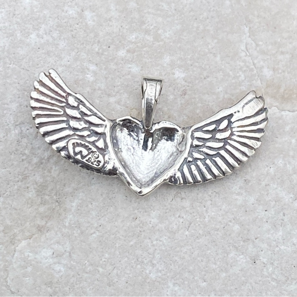 Winged Heart Pendant .925 Sterling Silver made in USA Doorway to the Soul - Picture 3 of 13